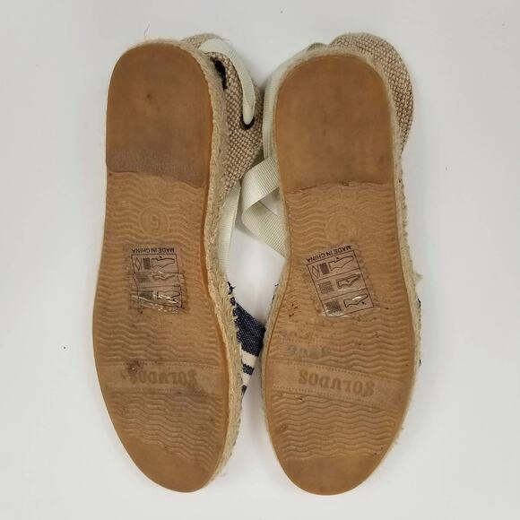 Soludos Women's Lauren Blue White Canvas Ankle Tie Espadrilles Size 5 - Picture 8 of 10